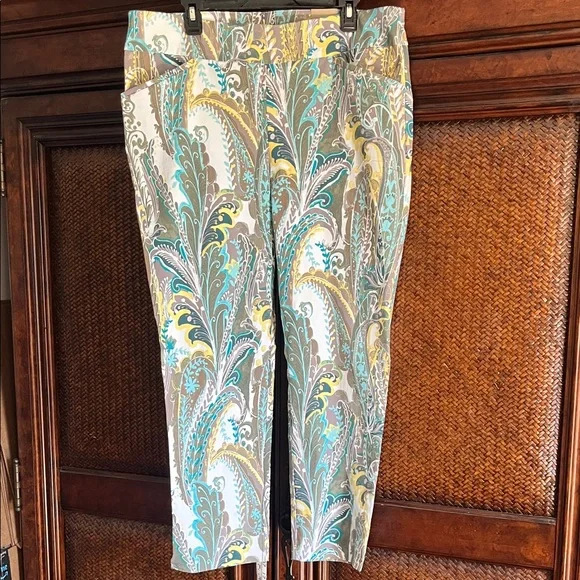 Chico's Vibrant Paisley Ankle Pants - Picture 1 of 5